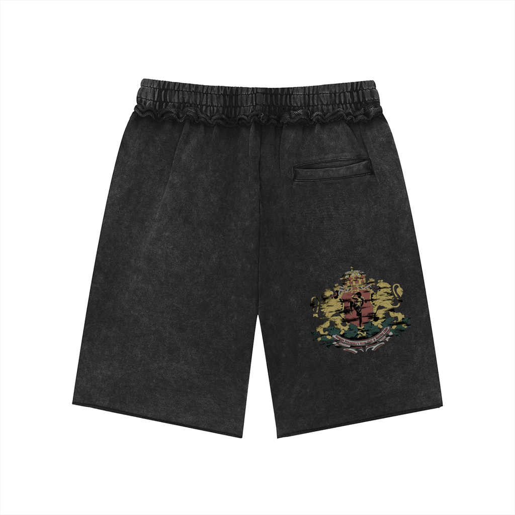 Unisex Mineral Wash Raw Edge Shorts