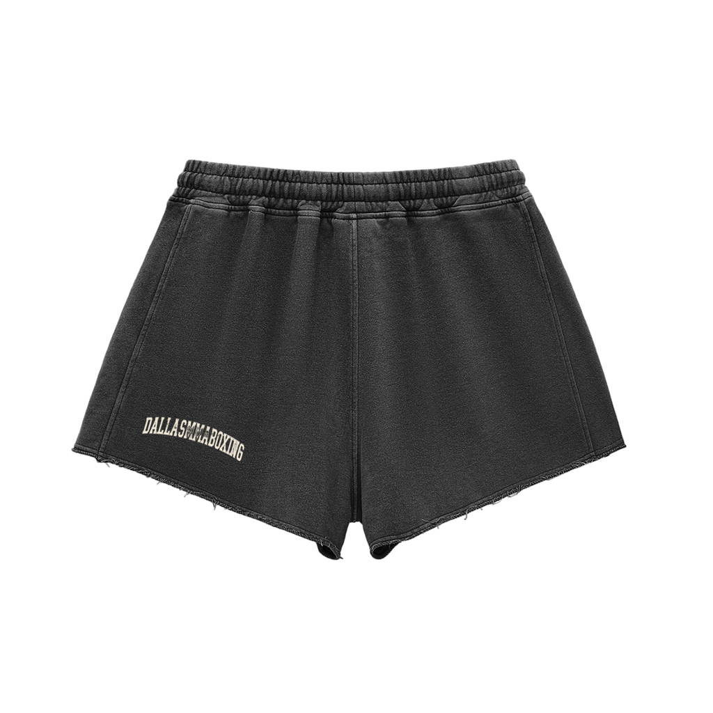 Snow Washed Raw Edge Drawstring Shorts
