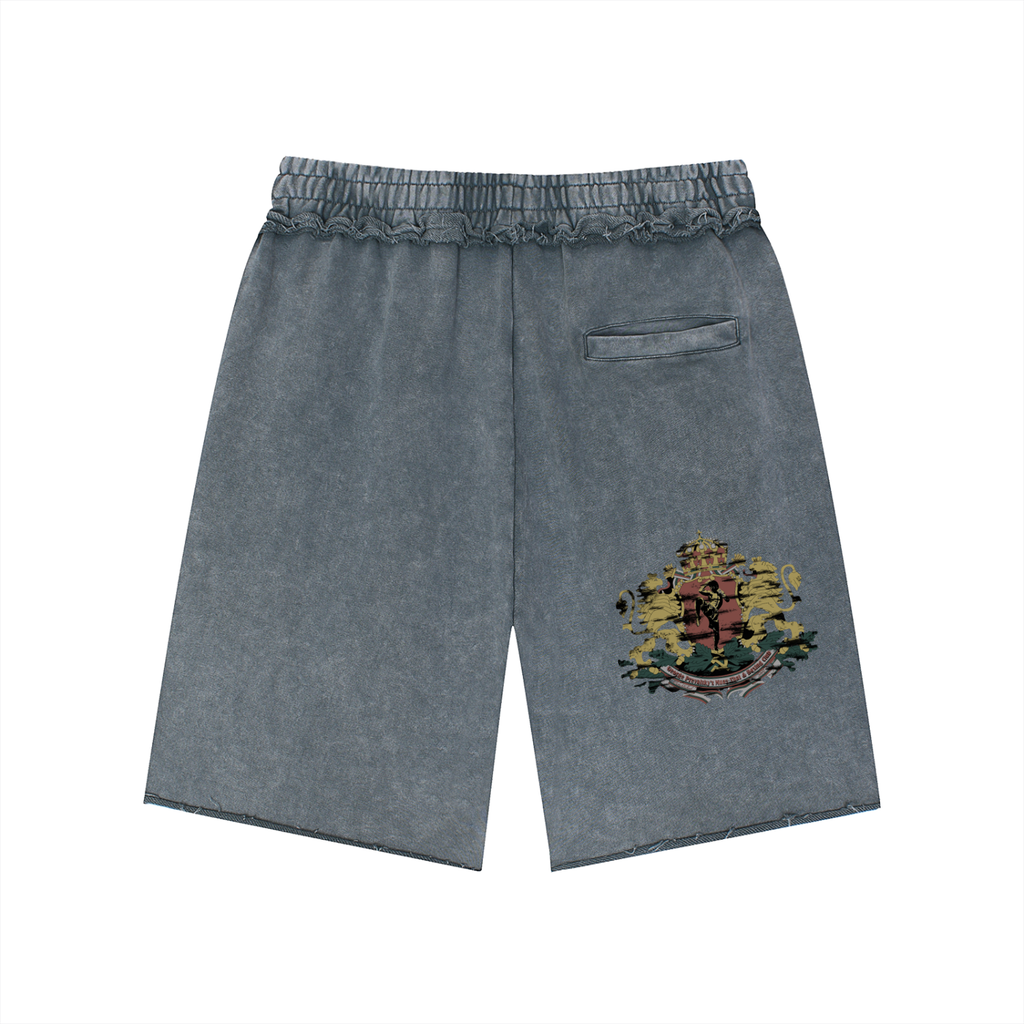 Unisex Mineral Wash Raw Edge Shorts